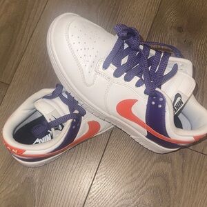 Nike men’s White Sneakers with Orange and Purple Accents